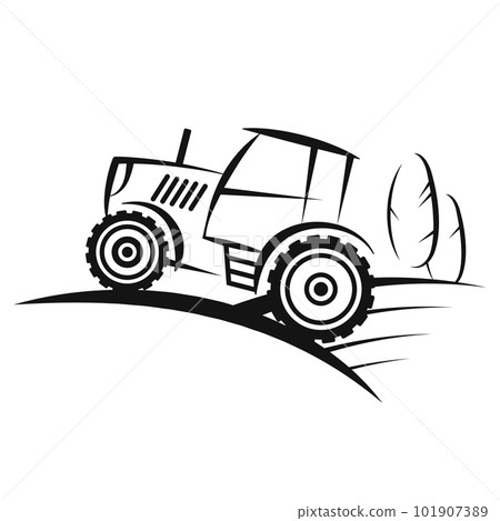 Tractor in the field silhouette Tractor in the field silhouette 101907389