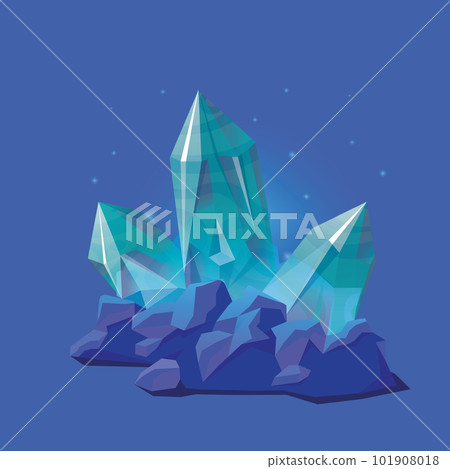 Crystal gem fantasy gemstone. Vector jewel icon Isolated cartoon minerals and gemstones. Magical glowing inside diamond. Geology crystals EPS 101908018