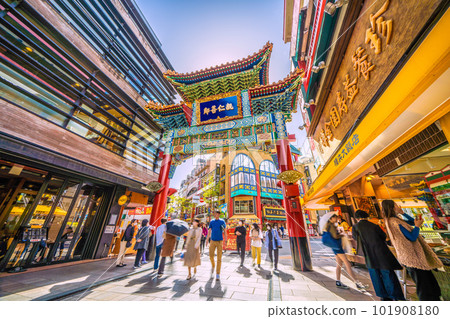 日本橫濱市景看繁華的橫濱中華街和善林門=4月13日 日本橫濱市景看繁華的橫濱中華街和善林門=4月13日 101908180