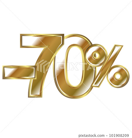 Discount minus 70 percent, golden shiny numbers banner element Discount minus 70 percent, golden shiny numbers banner element 101908209