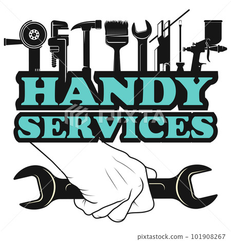 Wrench in hand symbol for repair and service 101908267