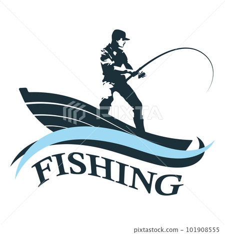Fisherman catches fish from a boat 101908555