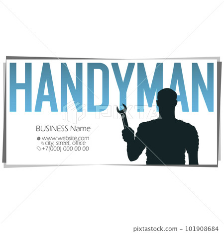 Handyman with a wrench in his hand business card 101908684