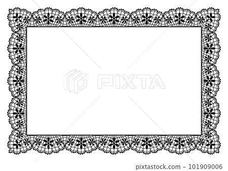 Lace frame with flowers. Embroidery handmade decoration. Vintage needlework. 101909006
