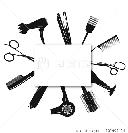 Tools and equipment for beauty salon and barbershop banner 101909424