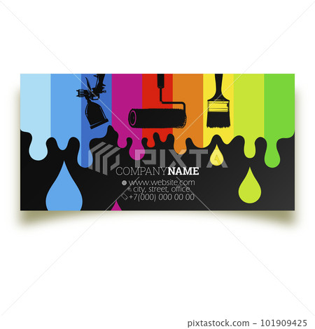 Tools for the painter and colored paint. House painter business card 101909425