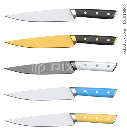 Chef's kitchen knife with a wooden handle isolated on white background. 101910060