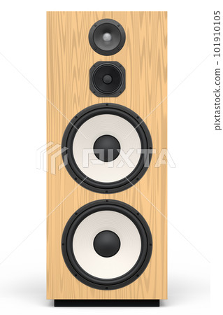 Hi-fi speakers with loudspeakers for sound recording studio on white background. 101910105