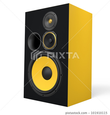 Hi-fi speakers with loudspeakers for sound recording studio on white background. 101910115