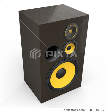 Hi-fi speakers with loudspeakers for sound recording studio on white background. 101910117