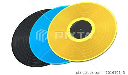 Set of vinyl LP records with label isolated on white background. 101910143