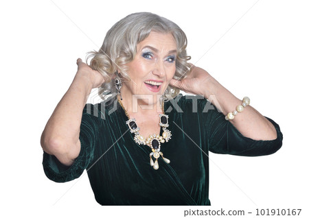portrait of happy senior woman posing 101910167