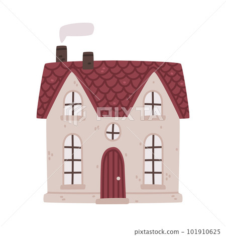 Small House with Roof and Windows as Sweet Cozy Home Vector Illustration Small House with Roof and Windows as Sweet Cozy Home Vector Illustration 101910625