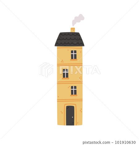 Small House with Roof and Windows as Sweet Cozy Home Vector Illustration Small House with Roof and Windows as Sweet Cozy Home Vector Illustration 101910630
