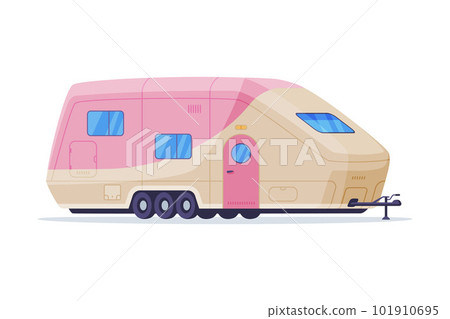 Vintage style camper trailer. Touristic travel vehicle vector illustration Vintage style camper trailer. Touristic travel vehicle vector illustration 101910695