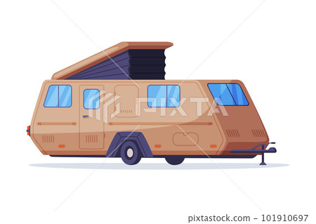 Camper trailer or caravan. Touristic travel vehicle vector illustration Camper trailer or caravan. Touristic travel vehicle vector illustration 101910697