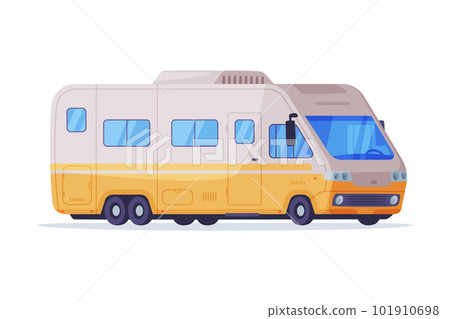 RV camper motor home. Retro house on wheels, recreational vehicle vector illustration 101910698