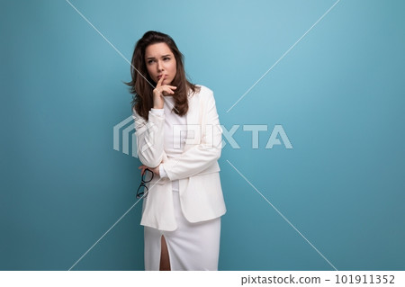 tired young lady in white dress and glasses feels bad tired young lady in white dress and glasses feels bad 101911352