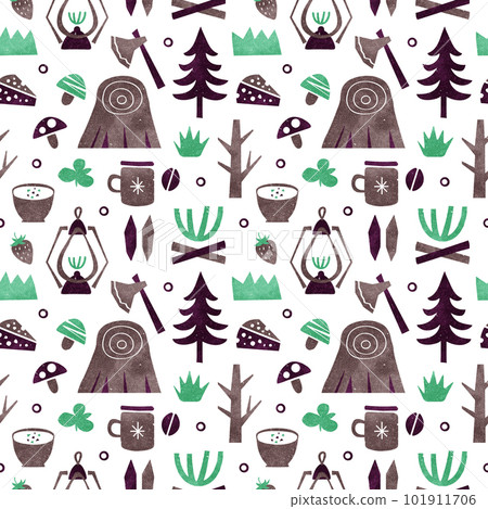 野營背景圖案森林戶外水彩插圖 101911706