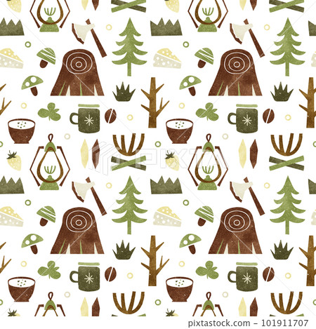 野營背景圖案森林戶外水彩插圖 101911707