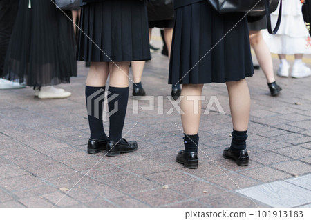 Feet of high school girls in uniform 101913183
