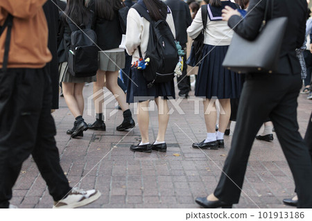 Feet of high school girls in uniform 101913186