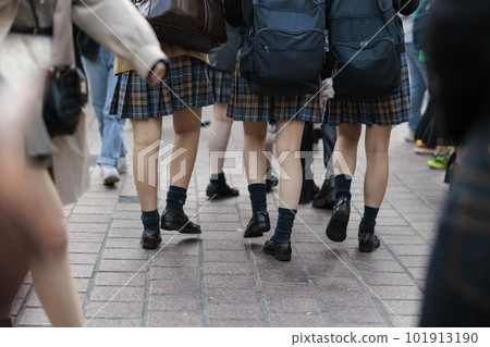 Feet of high school girls in uniform 101913190
