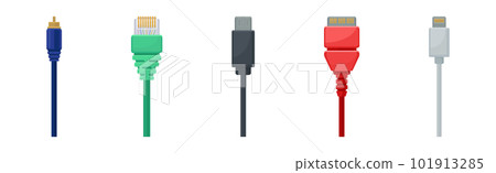 USB Cable Plugs Isolated on White Background Vector Set 101913285
