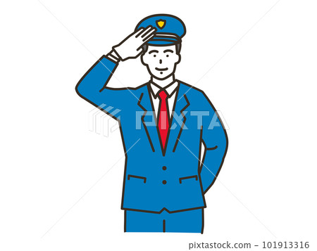 A man in a hat and uniform saluting 101913316