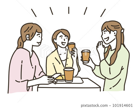 年輕女性一邊吃飯一邊聊天 101914601