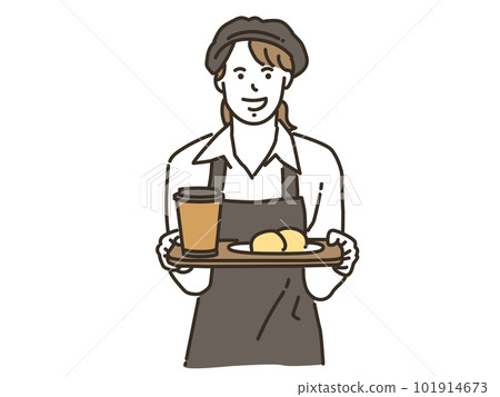 Asian female clerk working at a cafe (restaurant) Asian female clerk working at a cafe (restaurant) 101914673