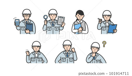 Worker and clerk upper body illustration set icon Worker and clerk upper body illustration set icon 101914711