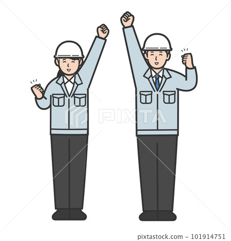 Illustration of a worker who is pleased with a guts pose 101914751