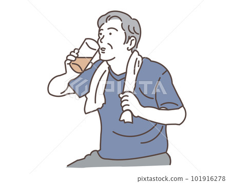 White-haired senior man drinking protein 101916278