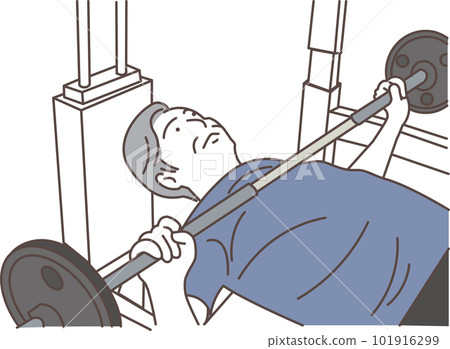 Senior man doing bench press at gym Senior man doing bench press at gym 101916299
