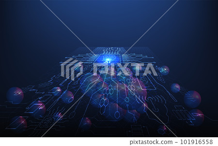 AI Learning and Artificial Intelligence background concept with Assistant Robot, Machine learning, Digital Brain future technology. Vector Illustration eps10 AI Learning and Artificial Intelligence background concept with Assistant Robot, Machine learning, Digital Brain future technology. Vector Illustration eps10 101916558