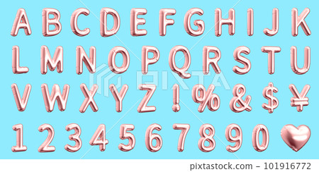 3D pink left leaning balloon set 101916772