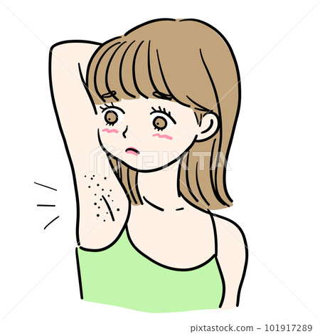 Young woman suffering from unwanted armpit hair 101917289