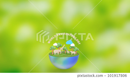 The earth and animal for world environment day 3d rendering The earth and animal for world environment day 3d rendering 101917806