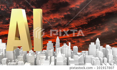 AI gold text and white city building 3d rendering AI gold text and white city building 3d rendering 101917807