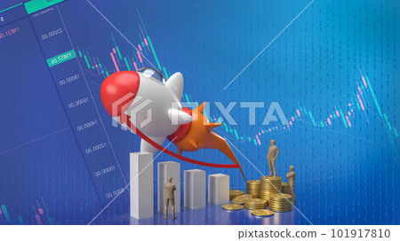 The rocket and chart for Business concept 3d rendering 101917810
