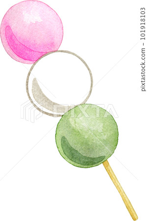 【賞櫻/兒童節】三色團子水彩插畫（1張） 101918103