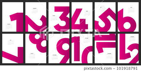 Minimal Creative Vector Calendar Template for 2024 year. Minimal Creative Vector Calendar Template for 2024 year. 101918791
