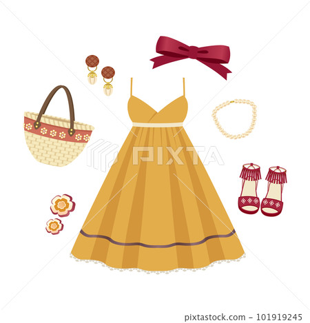 yellow dress summer coordination 101919245