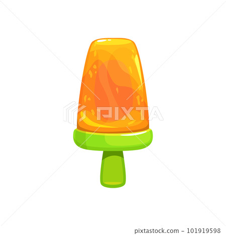 Cartoon fruit popsicle ice cream. Cafe frozen juice popsicle, restaurant fruit ice cream, summer food or gelateria isolated vector dessert. Confectionery shop gelato, sweet meal icon Cartoon fruit popsicle ice cream. Cafe frozen juice popsicle, restaurant fruit ice cream, summer food or gelateria isolated vector dessert. Confectionery shop gelato, sweet meal icon 101919598