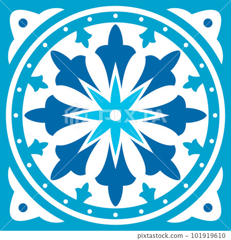 Moroccan and azulejo tile pattern, majolica, talavera, damask ornament. Lisbon geometric tile vector pattern, Portuguese or Spanish retro old tiles mosaic 101919610