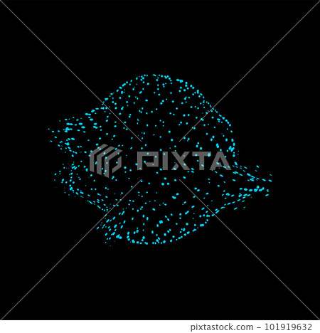 Futuristic sphere of dots particles, sci fi mesh. Vector dots and atoms orb, network connection, minimalistic VR digital mesh, cyberspace and techno design 101919632