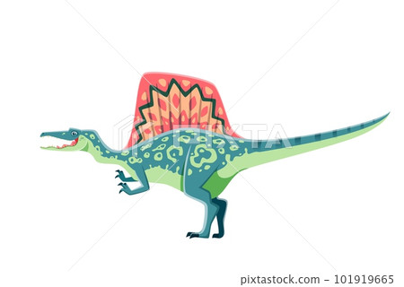 Cartoon Spinosaurus dinosaur character. Extinct monster, prehistoric dinosaur or ancient wildlife animal. Jurassic era reptile, paleontology Spinosaurus lizard vector comic personage with spine hump Cartoon Spinosaurus dinosaur character. Extinct monster, prehistoric dinosaur or ancient wildlife animal. Jurassic era reptile, paleontology Spinosaurus lizard vector comic personage with spine hump 101919665