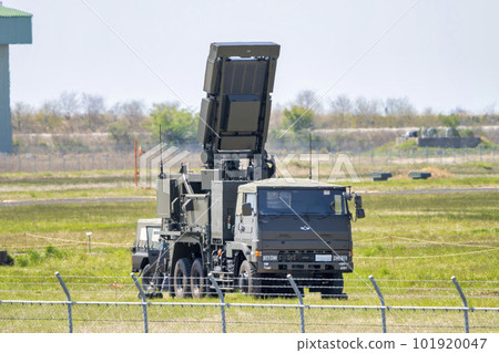 Base air defense surface-to-air missile fire control system (radar) vehicle during training Base air defense surface-to-air missile fire control system (radar) vehicle during training 101920047