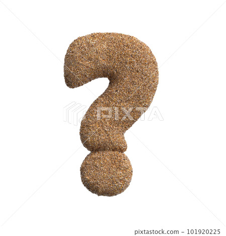 Sand interrogation point - 3d beach symbol - Holidays, travel or ocean concepts Sand interrogation point - 3d beach symbol - Holidays, travel or ocean concepts 101920225